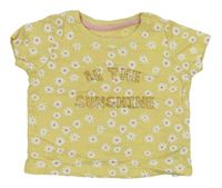 Žluté květované crop tričko s nápisem Primark