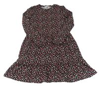 Černé šaty s kytičkami Primark