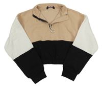 Béžovo-černo-bílá crop mikina Matalan
