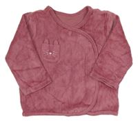 Růžová sametová zavinovací mikina se zajíčkem Matalan