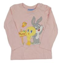 Světlerůžové triko s Tweetym a Bugs Bunnym