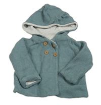 Zelenošedý propínací podšitý svetr s kapucí Gocco