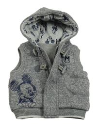 Šedá pletená zateplená vesta s Mickeym a kapucí George