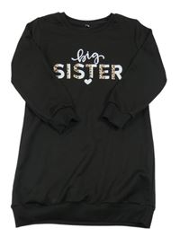 Černé teplákové šaty s nápisem 