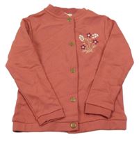 Oranžová propínací mikina s kytičkami LC kids