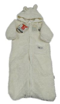 Nové - Bílý chlupatý podšitý spací pytel s kapucí 