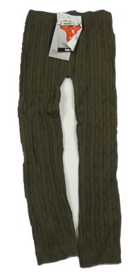 Nové - Khaki vzorované 7/8 punčochové legíny 