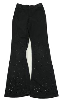 Černé flare rifle s kamínky H&M