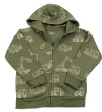 Khaki propínací mikina s auty a kapucí Primark