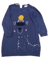 Tmavomodré svetrové šaty s medvídkem M&S