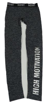 Černo-šedé sportovní funkční legíny s nápisem Ergeenomix 