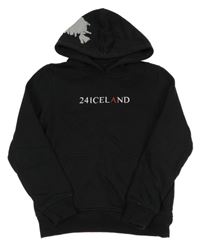 Černá mikina s nápisem a kapucí 