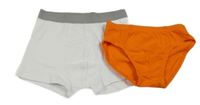 2set - Bílé boxerky + oranžové slipy