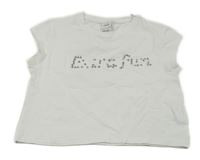 Bílé crop tričko s nápisem z kamínků Zara