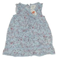 Nové - Světlemodrá halenková květovaná tunika H&M