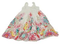 Bílo-barevné vzorované plátěné šaty s motýlky Kiki&Koko