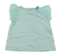 Světlemodré tričko s motýly a síťovanými rukávy Lupilu