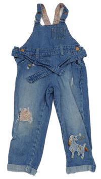 Modré laclové rifle s jednožcem a páskem Next 