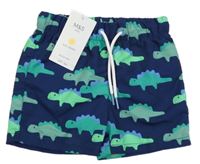 Nové - Tmavomodré plážové kraťasy s dinosaury M&S
