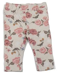 Růžové květované tregíny H&M