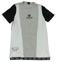 Šedo-bílo-černé melírované tričko s X-BOX 