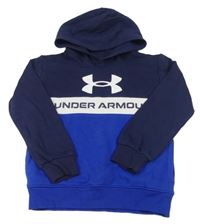 Tmavomodro-světlešedo-safírová funkční mikina s logem a kapucí zn. UNDER ARMOUR