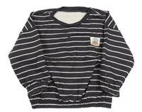 Černošedo-bílá pruhovaná oversize mikina s potiskem St. Bernard