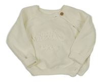 Smetanový propínací svetr s nápisy PRIMARK