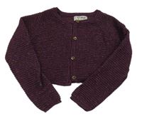 Mahagonovo-barevné žebrované propínací úpletové bolérko se třpytkami Next