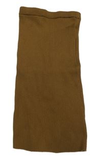 Bronzová žebrovaná pletená dlouhá sukně SHEIN