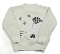 Smetanový svetr s dívkou a vločkami 