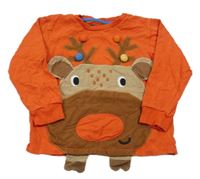 Tmavooranžové melírované mikinotriko se sobem Next