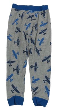 Šedo-cobaltově modré melírované pyžamové kalhoty s letadly M&S