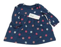 Nové - tmavomodré puntíkaté šaty F&F