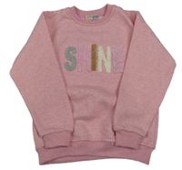 Růžová melírovaná teplá mikina s nápisem 