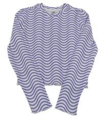 Fialovo-bílé vzorované žebrované crop triko BLUE EFFECT