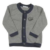 Šedo-tmavomodrošedá melírovaná propínací mikina s nápisem SALY