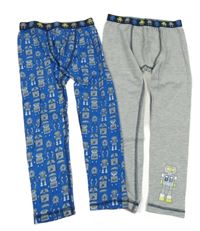 2x - Spodní kalhoty s roboty - Modré, šedé melírované C&A