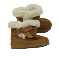 Hnědé semišové zateplené válenky s mašlí vel. 19