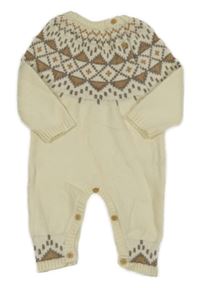 Smetanový žinylkový pletený overal se vzorem St. Bernard
