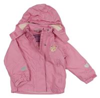 Světlerůžová šusťáková jarní bunda s kočičkou a odepínací kapucí impidimpi