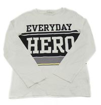 Bílo-černé triko s nápisy a pruhy H&M