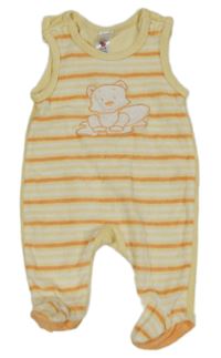 Pruhovano-světležluté sametové dupačky se zvířátkem C&A