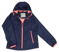 Tmavomodrá šusťáková funkční jarní bunda s kapucí C&A