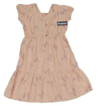 Nové - světlerůžové pruhované vzorované šaty s motýlky OshKosh