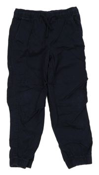 Tmavomodré jogger waist cuff plátěné kalhoty H&M