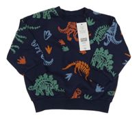 Nové - tmavomodrá oversize mikina s dinosaury F&F