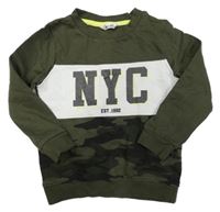 Khaki-bílo-army mikina s písmenky M&Co