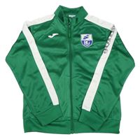 Tmavozeleno-bílá propínací sportovní mikina se znakem Joma