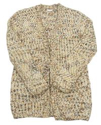Barevný melírovaný huňatý svetrový cardigan F&F